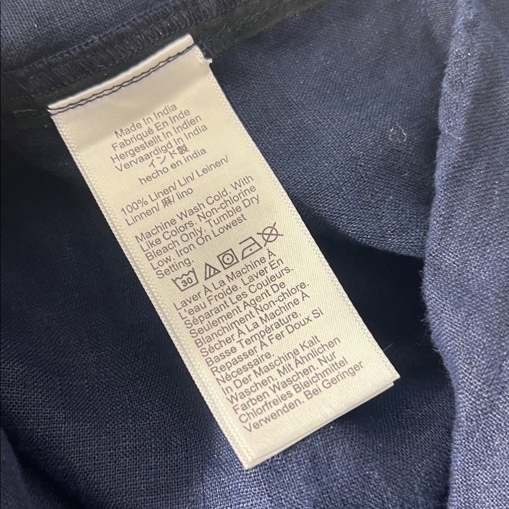 J.CREW Sz L Navy Blue Capitaine 100% Linen Shirtdress EUC Minimalist Summer - Picture 9 of 10